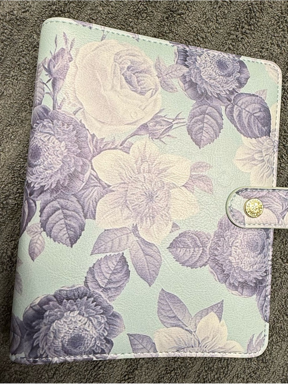 Carpe Diem Floral Mint and Lavender  Leather Organizer